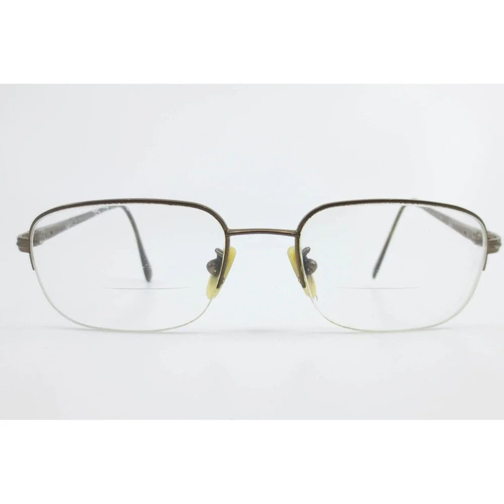 Safilo Elasta 7103 7ZB Bronze Metal Semi Rimless Eyeglasses Frames Italy